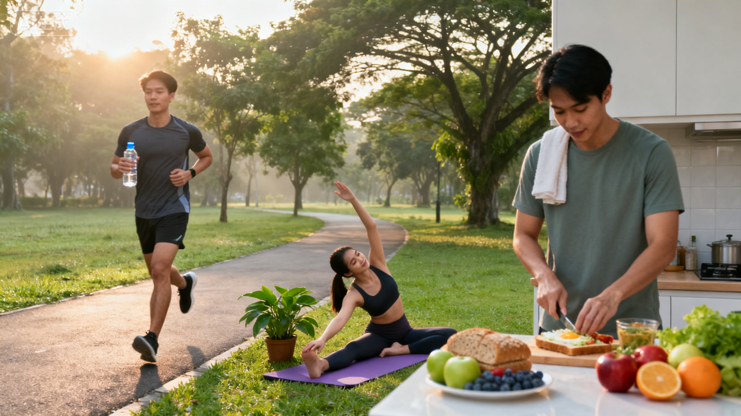 jimeng 2025 10 21 4629 健康生活族， 不要任何字， 需要真实摄影机拍出来的感觉